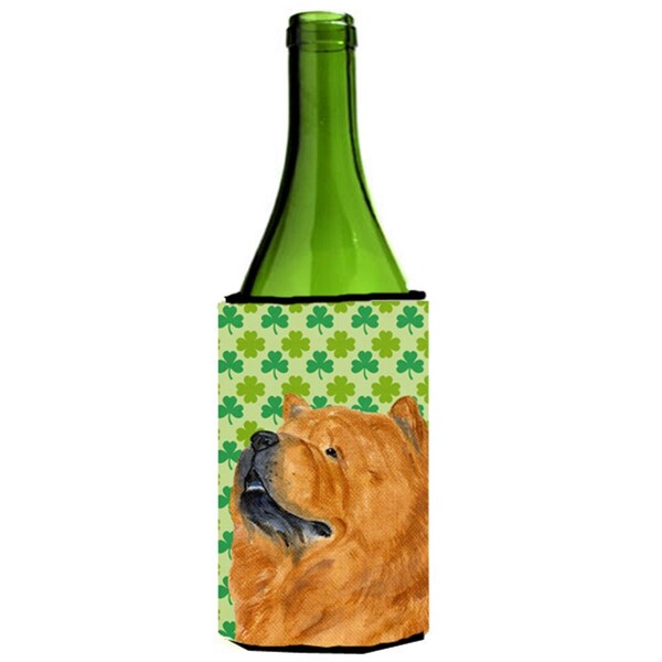 Carolines Treasures Chow Chow St. Patricks Day Shamrock Portrait Wine bottle sleeve Hugger - 24 oz. - SS4433LITERK