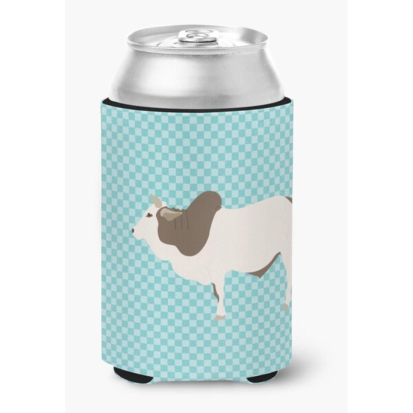 Carolines Treasures Malvi Cow Blue Check Can or Bottle Hugger - BB8004CC