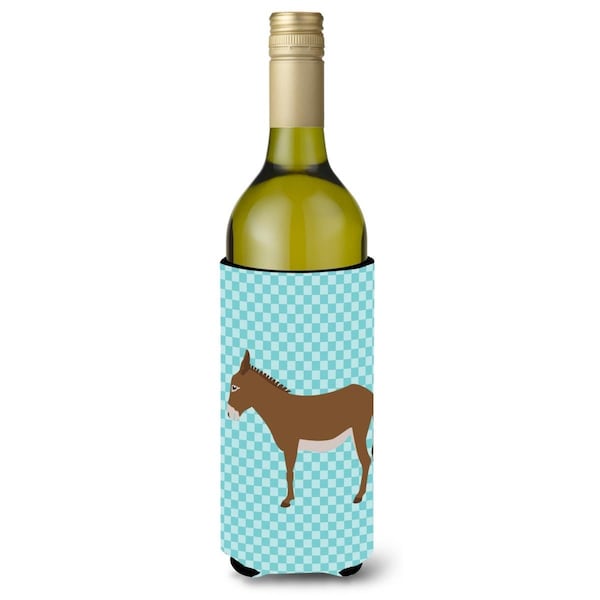 Carolines Treasures Cotentin Donkey Blue Check Wine Bottle Beverge Insulator Hugger - BB8023LITERK