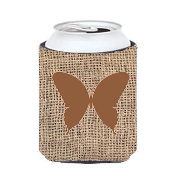 Carolines Treasures Butterfly Burlap And Brown Can Or Bottle  Hugger - BB1048-BL-BN-CC