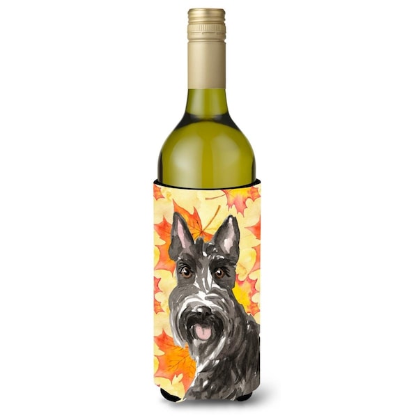 Carolines Treasures Fall Leaves Scottish Terrier Wine Bottle Beverge Insulator Hugger - CK1828LITERK