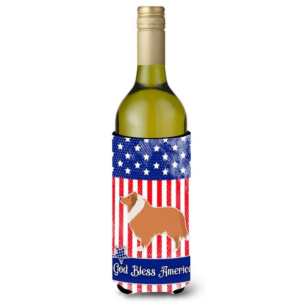 Carolines Treasures USA Patriotic Collie Wine Bottle Beverge Insulator Hugger - BB3316LITERK