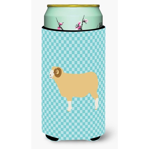 Carolines Treasures Horned Dorset Sheep Blue Check Tall Boy Beverage Insulator Hugger - BB8154TBC