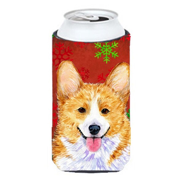 Carolines Treasures Corgi Red And Green Snowflakes Holiday Christmas Tall Boy bottle sleeve Hugger - 22 To 24 oz. - SS4693TBC