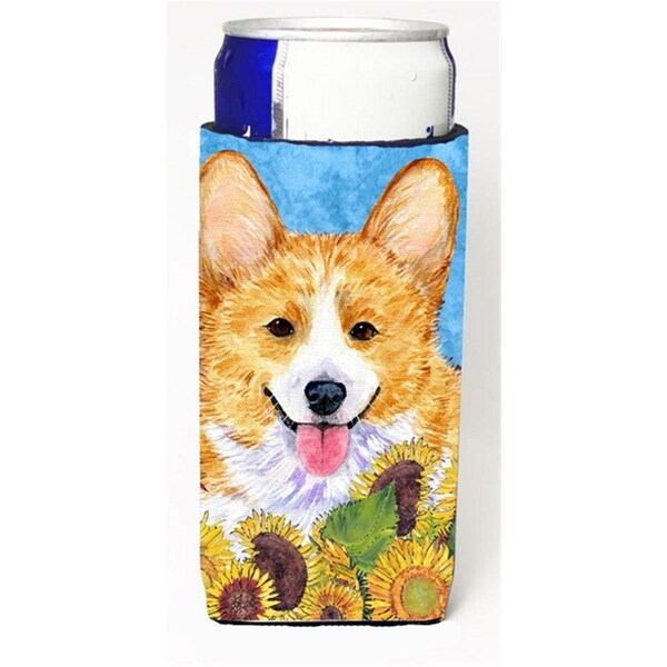 Carolines Treasures Corgi In Summer Flowers Michelob Ultra bottle sleeves For Slim Cans - 12 oz. - SS4119MUK