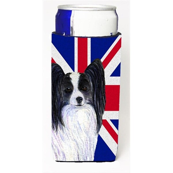 Carolines Treasures Papillon With English Union Jack British Flag Michelob Ultra bottle sleeves For Slim Cans - 12 Oz. - SS4947MUK
