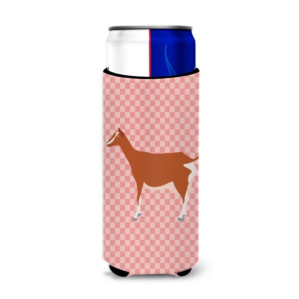 Carolines Treasures Toggenburger Goat Pink Check Michelob Ultra Hugger for Slim Cans - BB7881MUK