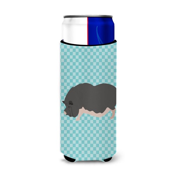 Carolines Treasures Vietnamese Pot-Bellied Pig Blue Check Michelob Ultra Hugger for Slim Cans - BB8115MUK