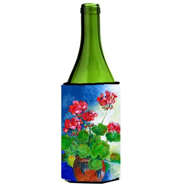 Carolines Treasures Geraniums by Maureen Bonfield Wine Bottle Can cooler Hugger - BMBO1118LITERK