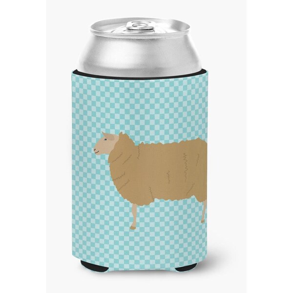 Carolines Treasures East Friesian Sheep Blue Check Can or Bottle Hugger - BB8151CC