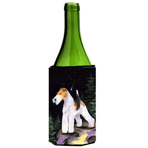 Carolines Treasures Starry Night Fox Terrier Wine bottle sleeve Hugger - 24 oz. - SS8503LITERK