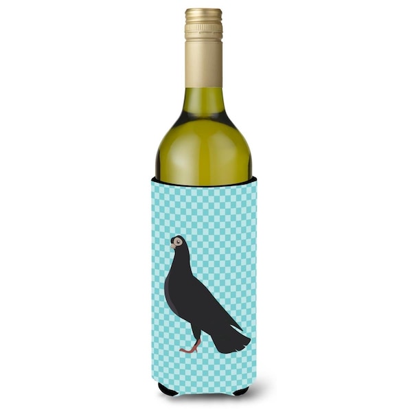 Carolines Treasures Budapest Highflyer Pigeon Blue Check Wine Bottle Beverge Insulator Hugger - BB8121LITERK