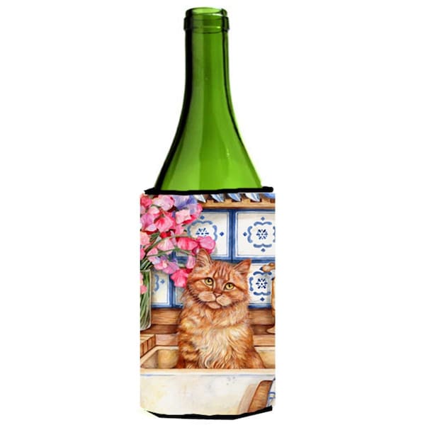 Carolines Treasures Cat in Sink by Debbie Cook Wine Bottle Can cooler Hugger - CDCO0195LITERK