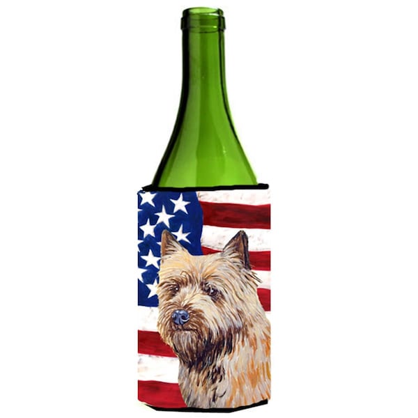 Carolines Treasures USA American Flag with Cairn Terrier Wine bottle sleeve Hugger 24 oz. - LH9020LITERK