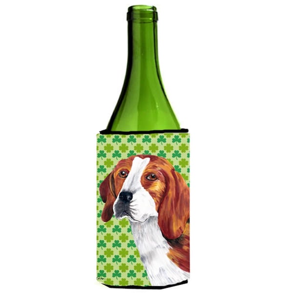 Carolines Treasures Beagle St. Patricks Day Shamrock Portrait Wine bottle sleeve Hugger - 24 oz. - SC9289LITERK