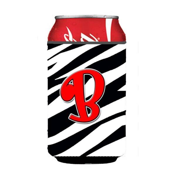 Carolines Treasures Letter B Initial Monogram - Zebra Red Can Or Bottle  Hugger - CJ1024-BCC