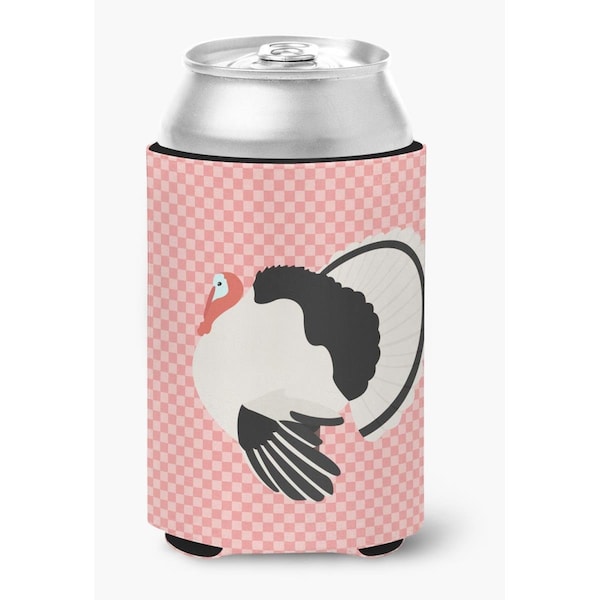 Carolines Treasures Royal Palm Turkey Pink Check Can or Bottle Hugger - BB7988CC