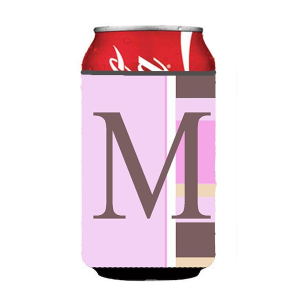 Carolines Treasures Letter M Initial Monogram - Pink Stripes Can or Bottle  Hugger - CJ1005-MCC