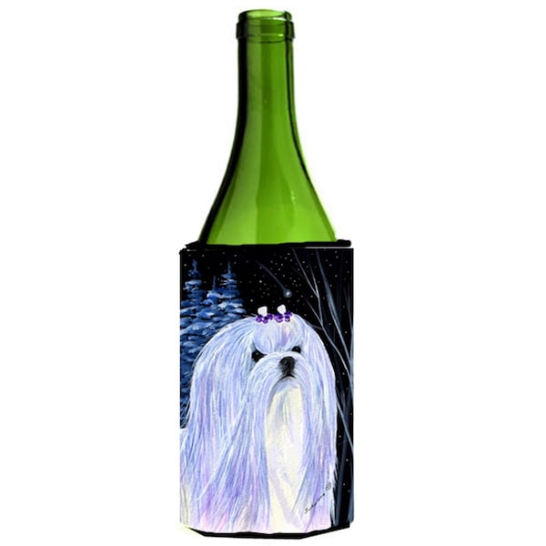 Carolines Treasures Starry Night Maltese Wine bottle sleeve Hugger - 24 oz. - SS8378LITERK