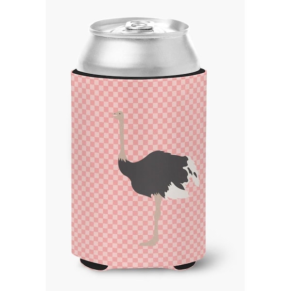 Carolines Treasures Common Ostrich Pink Check Can or Bottle Hugger - BB7924CC