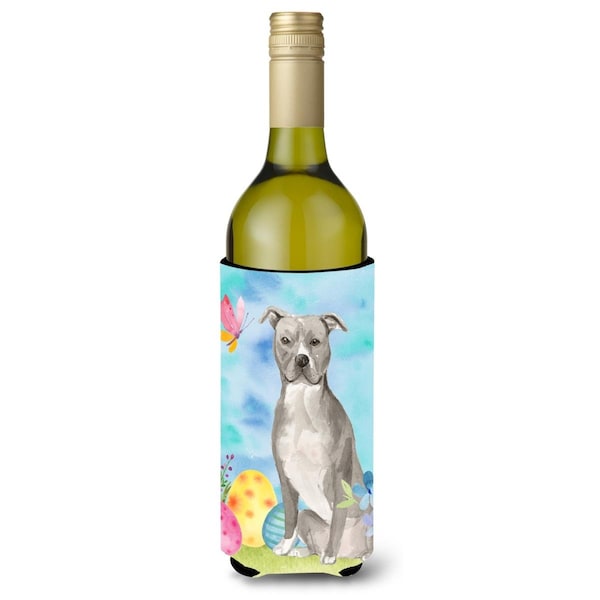 Carolines Treasures Staffordshire Bull Terrier Easter Wine Bottle Beverge Insulator Hugger - BB9605LITERK