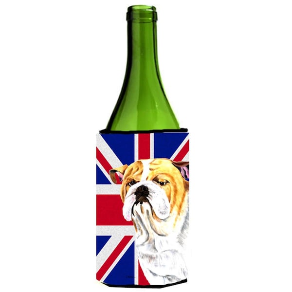 Carolines Treasures Bulldog English With English Union Jack British Flag Wine bottle sleeve Hugger - 24 Oz. - SC9831LITERK