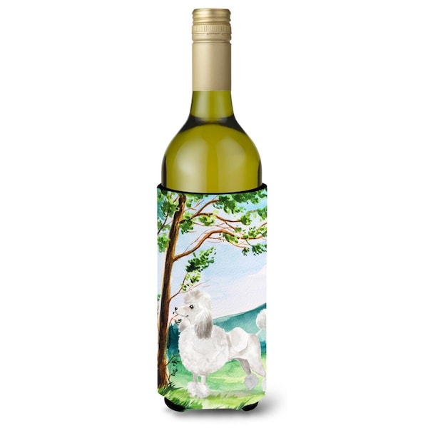 Carolines Treasures Under the Tree White Poodle Wine Bottle Beverage Insulator Hugger - CK1999LITERK