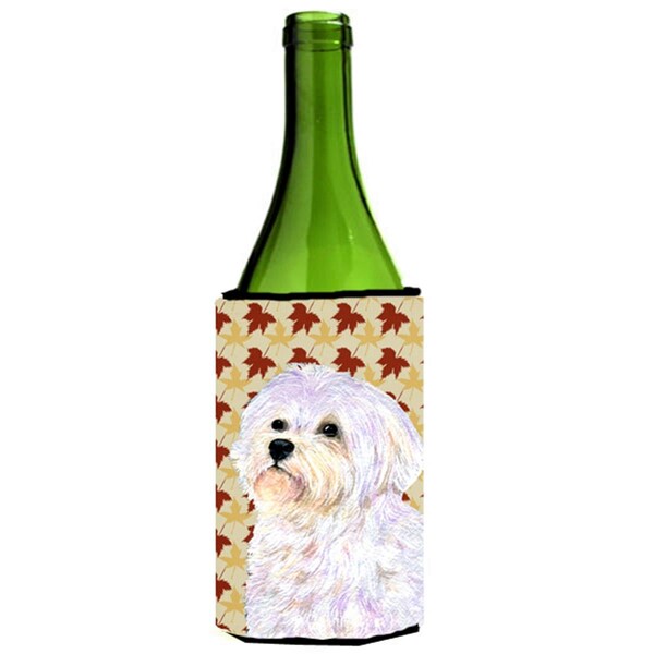 Carolines Treasures Maltese Fall Leaves Portrait Wine bottle sleeve Hugger - SS4375LITERK