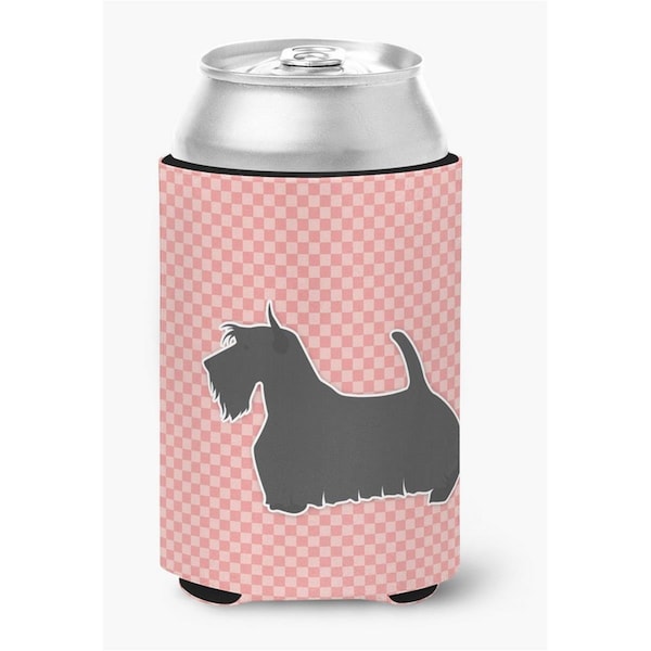Carolines Treasures Scottish Terrier Checkerboard Pink Can or Bottle Hugger - BB3669CC