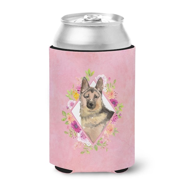 Carolines Treasures German Shepherd Pink Flowers Can or Bottle Hugger - CK4237CC