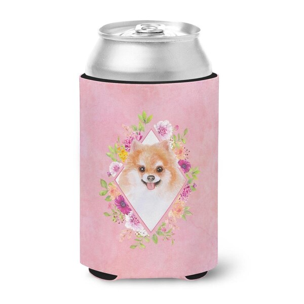 Carolines Treasures Pomeranian No.1 Pink Flowers Can or Bottle Hugger - CK4169CC