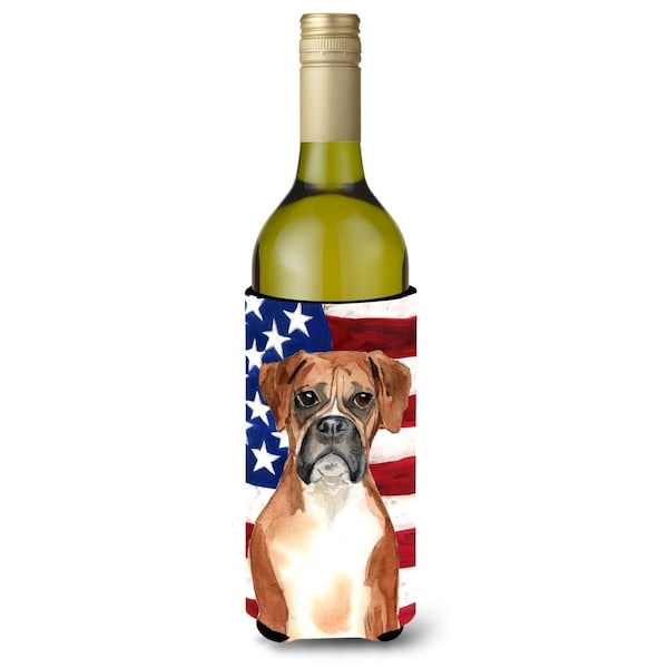 Carolines Treasures Patriotic USA Boxer Wine Bottle Beverge Insulator Hugger - CK1736LITERK