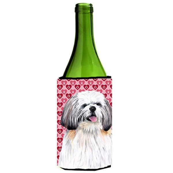 Carolines Treasures Shih Tzu Hearts Love and Valentines Day Portrait Wine bottle sleeve Hugger - SC9256LITERK