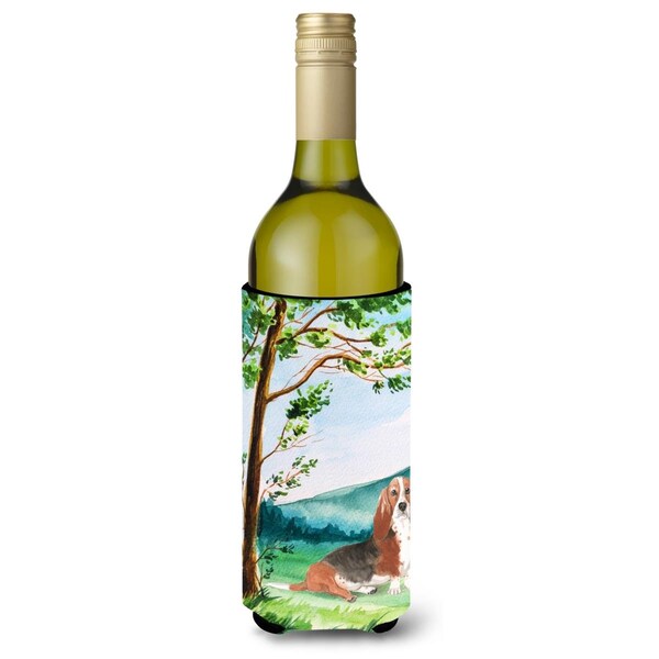 Carolines Treasures Under the Tree Basset Hound Wine Bottle Beverage Insulator Hugger - CK2584LITERK