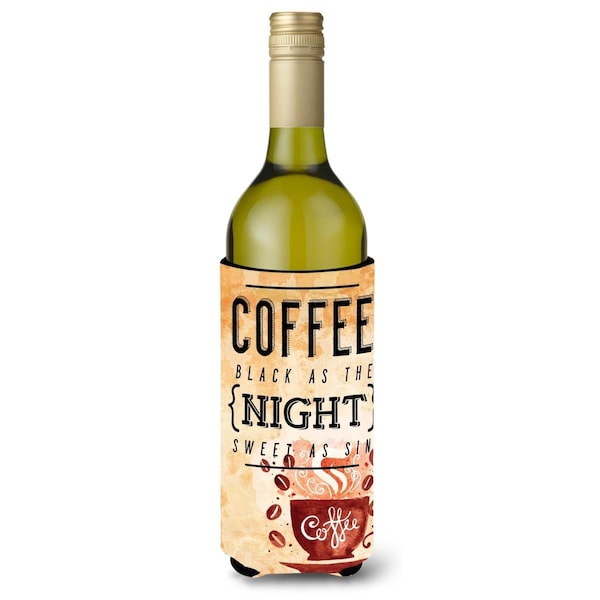 Carolines Treasures Black Coffee Sign Wine Bottle Beverge Insulator Hugger - BB5405LITERK