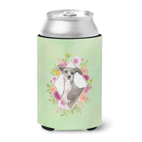Carolines Treasures Italian Greyhound Green Flowers Can or Bottle Hugger - CK4390CC