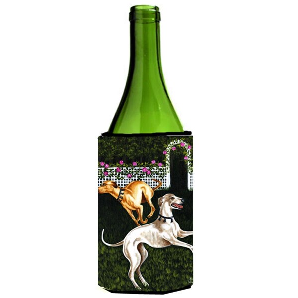 Carolines Treasures Rose Garden Frolick Greyhounds Wine Bottle Can cooler Hugger - AMB1354LITERK