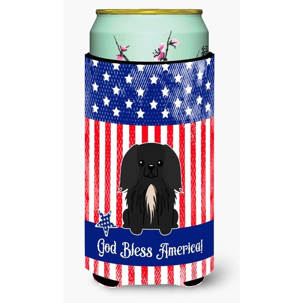 Carolines Treasures Patriotic USA Pekingnese Black Tall Boy Beverage Insulator Hugger - BB3102TBC