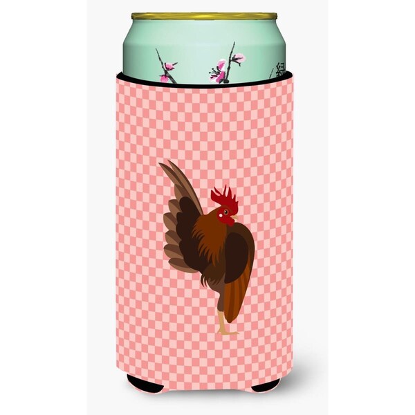 Carolines Treasures Malaysian Serama Chicken Pink Check Tall Boy Beverage Insulator Hugger - BB7842TBC