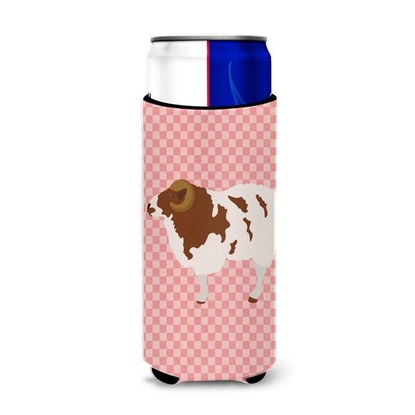 Carolines Treasures Jacob Sheep Pink Check Michelob Ultra Hugger for Slim Cans - BB7975MUK
