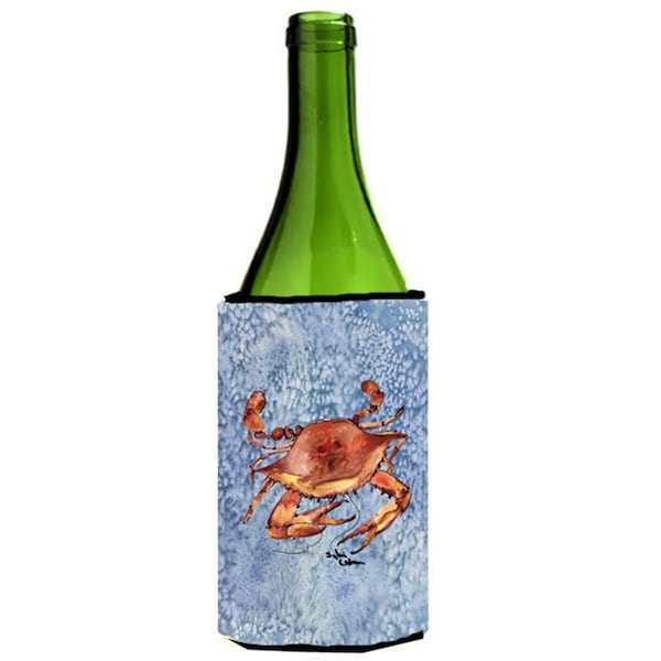 Carolines Treasures Cooked Crab Cool Blue Water Wine Bottle   Hugger - 8147LITERK