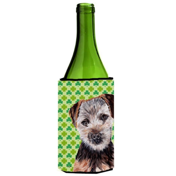 Carolines Treasures Norfolk Terrier Puppy Lucky Shamrock St. Patricks Day Wine bottle sleeve Hugger  24 Oz. - SC9735LITERK