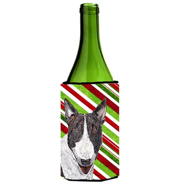 Carolines Treasures Bull Terrier Candy Cane Christmas Wine bottle sleeve Hugger - 24 oz. - SC9617LITERK
