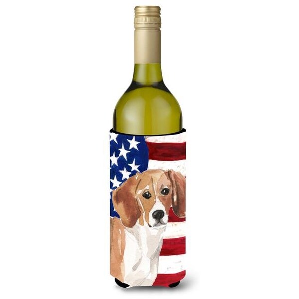 Carolines Treasures Carolines Treasures BB9369LITERK Beagle Patriotic Wine Bottle Beverge Insulator Hugger - BB9369LITERK
