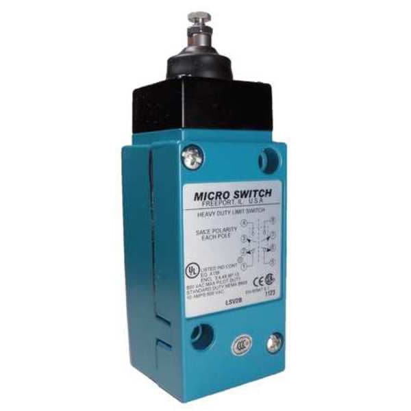 Interruptor de límite de servicio pesado Honeywell, émbolo, 2NC/2NO, 10A @ 600V CA, Ubicación del actuador: Parte superior - LSV7L