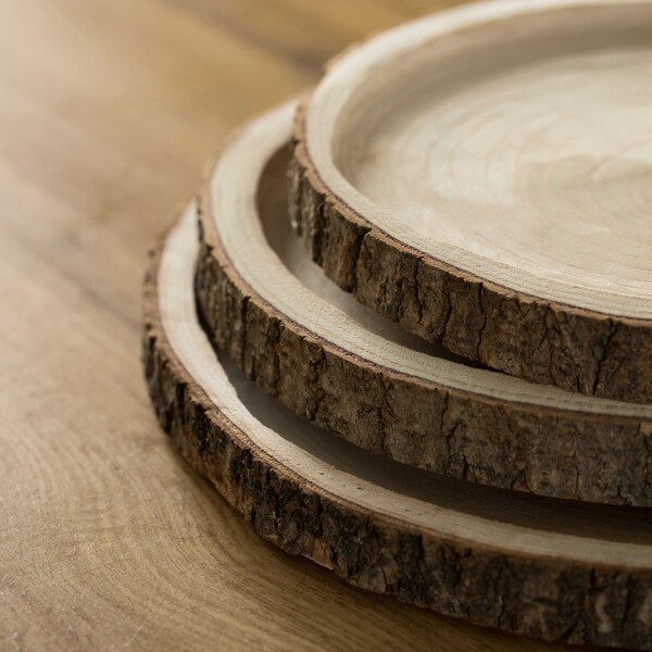 Vintiquewise Natural Wooden Bark Round Slice 14 inch Tray, Rustic Table Charger Centerpiece - QI004388.14
