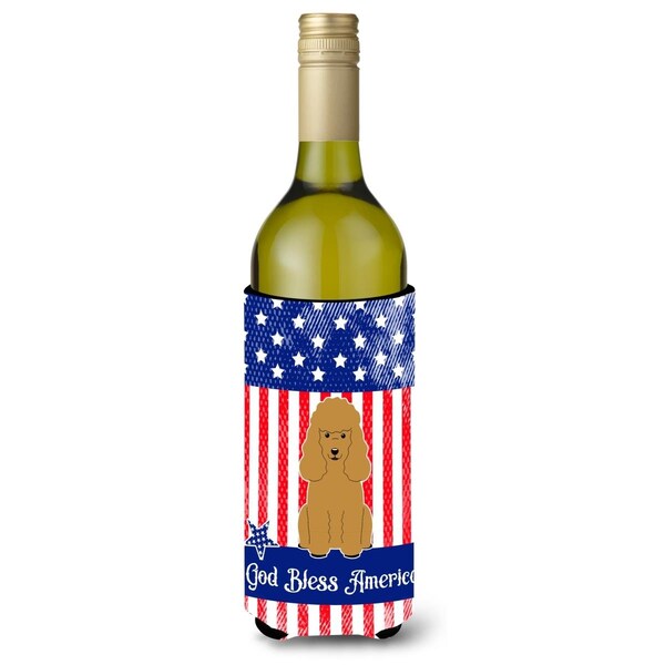 Carolines Treasures Patriotic USA Poodle Tan Wine Bottle Beverge Insulator Hugger - BB3064LITERK