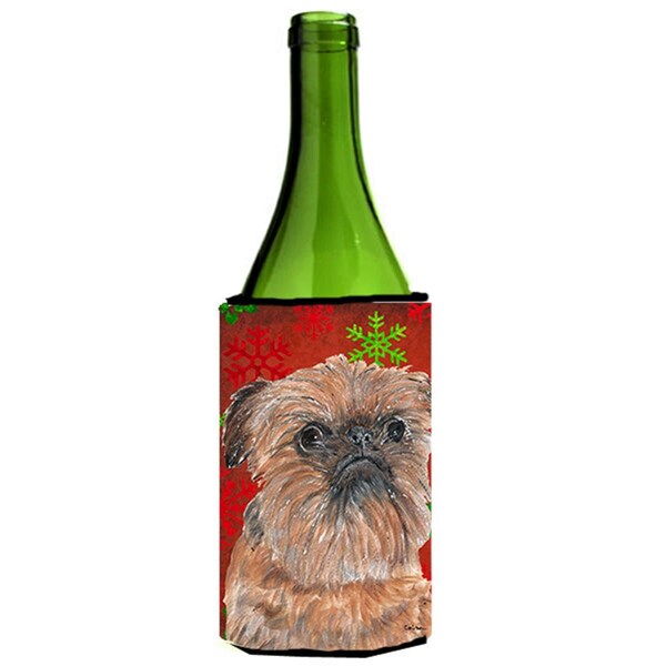 Carolines Treasures Brussels Griffon Red Snowflake Christmas Wine bottle sleeve Hugger - 24 oz. - SC9586LITERK