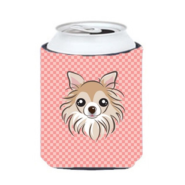 Carolines Treasures Checkerboard Pink Chihuahua Can Or Bottle Hugger- 12 Oz. - BB1251CC