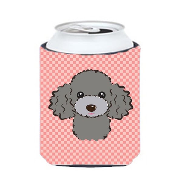 Carolines Treasures Checkerboard Pink Silver Gray Poodle Can Or Bottle Hugger- 12 Oz. - BB1259CC